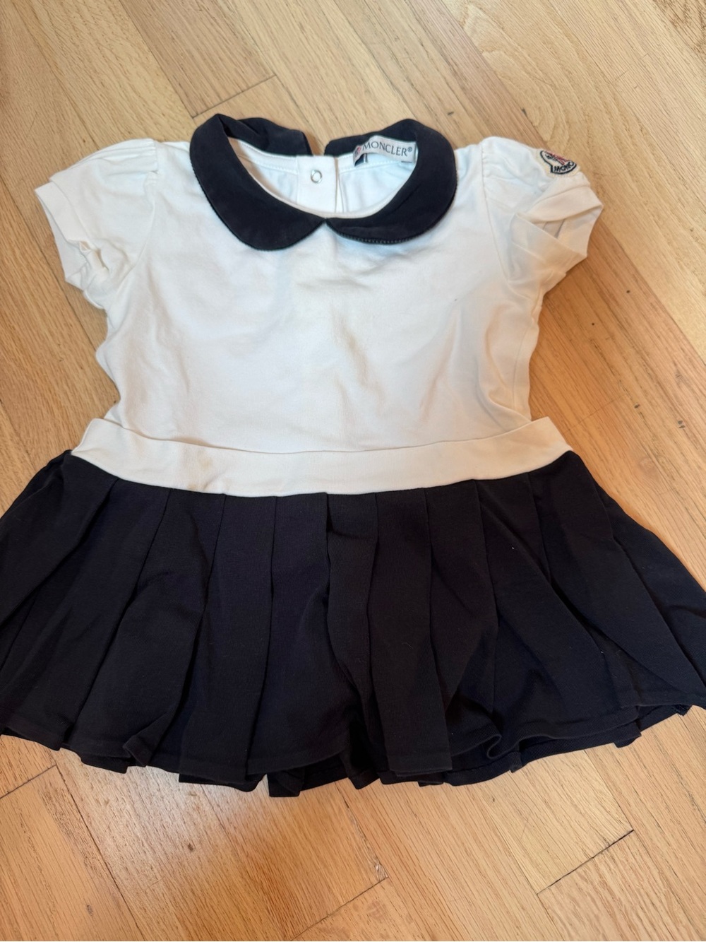 Moncler baby girl dress White Top with Black Peter Pan Collar & Pleated Skirt